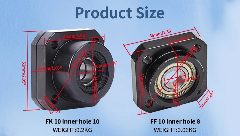 Hochwertige FK10 FF10 Kugelumlaufspindel-Unterstützung, passend zu SFU1204/SFU1210 Kugelumlaufspindel-Endunterstützung, CNC-Teil, 1 Satz FKFF10 FK10FF10 – Detail 5