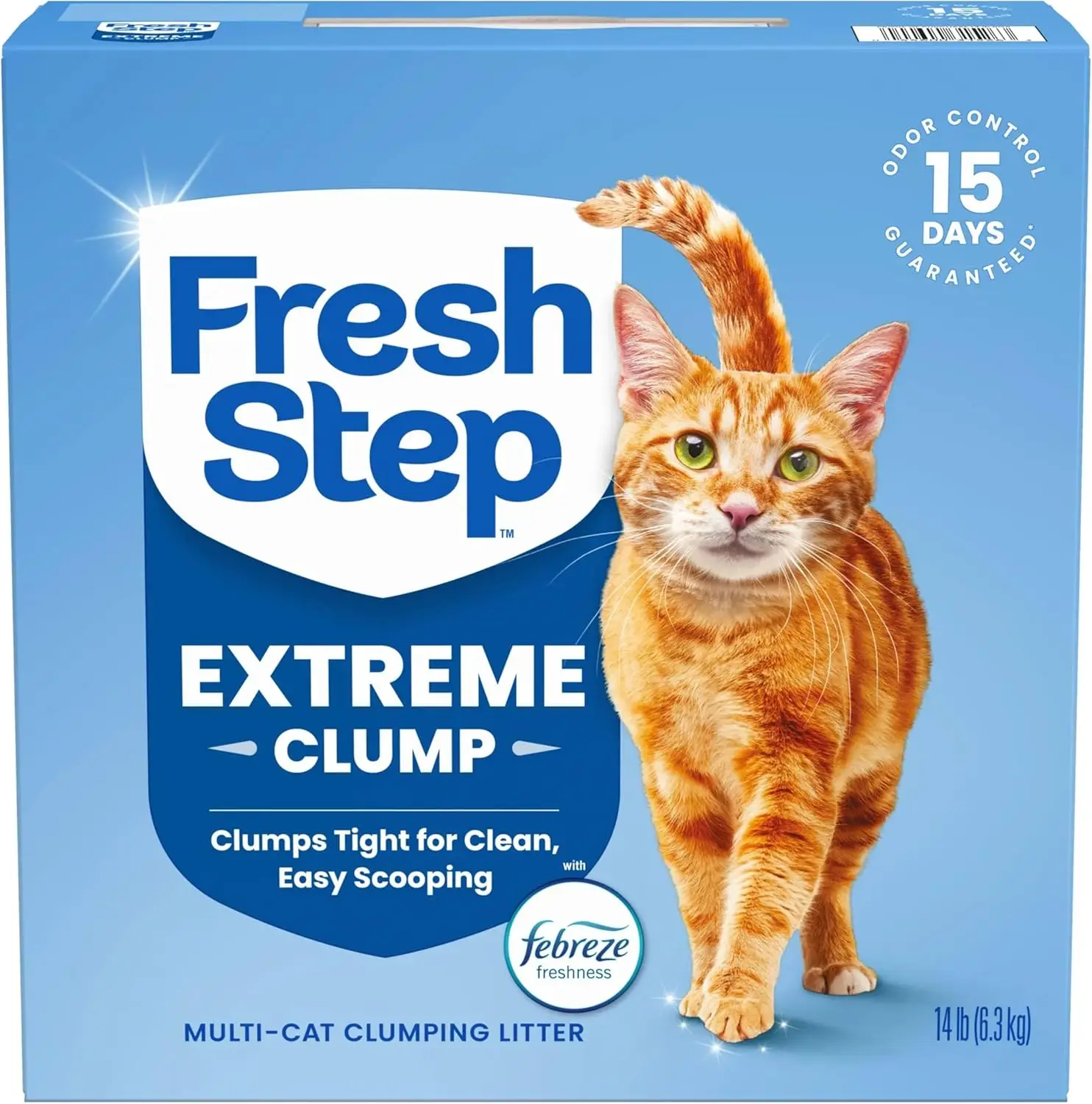 Arena para Gatos de Aglutinación Extrema con Frescura Febreze, Aroma a Manantial de Montaña, Control de Olores Garantizado, Caja de 14 lb