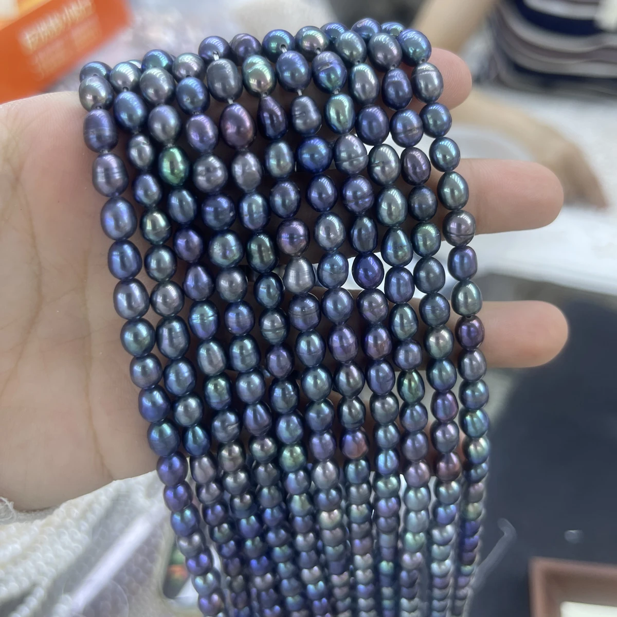 

5-6mm 3A Natural Freshwater Pearls Blue Purple Rice Bead Jewelry Make DIY Necklace Bracelet Women Gift Wedding Factory Wholesale