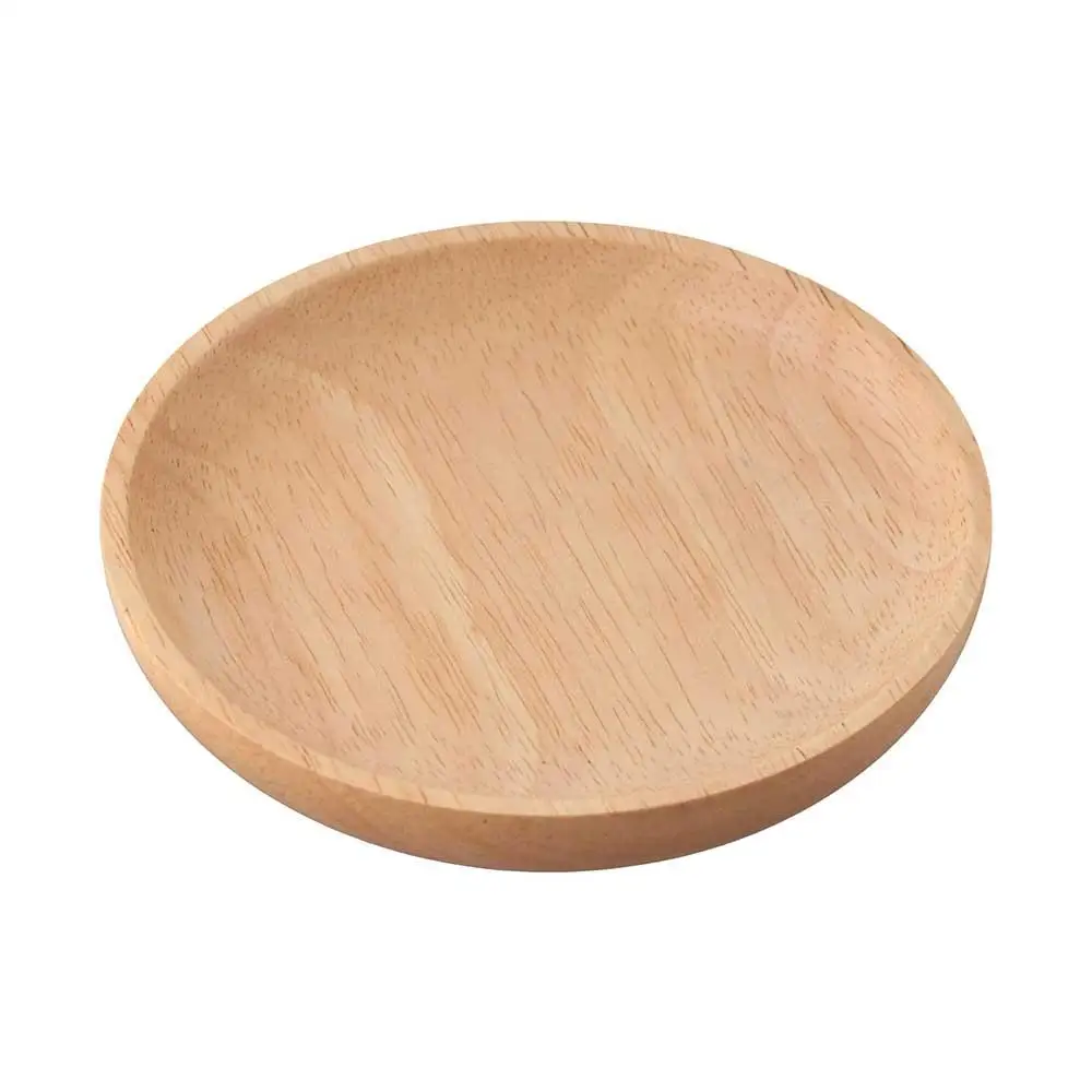 Fruit Dishes Eco-Friendly Unbreakable Hand-made Round Kitchen Supplies Snack Plate Wood Plate Dessert Plate Tea Tray