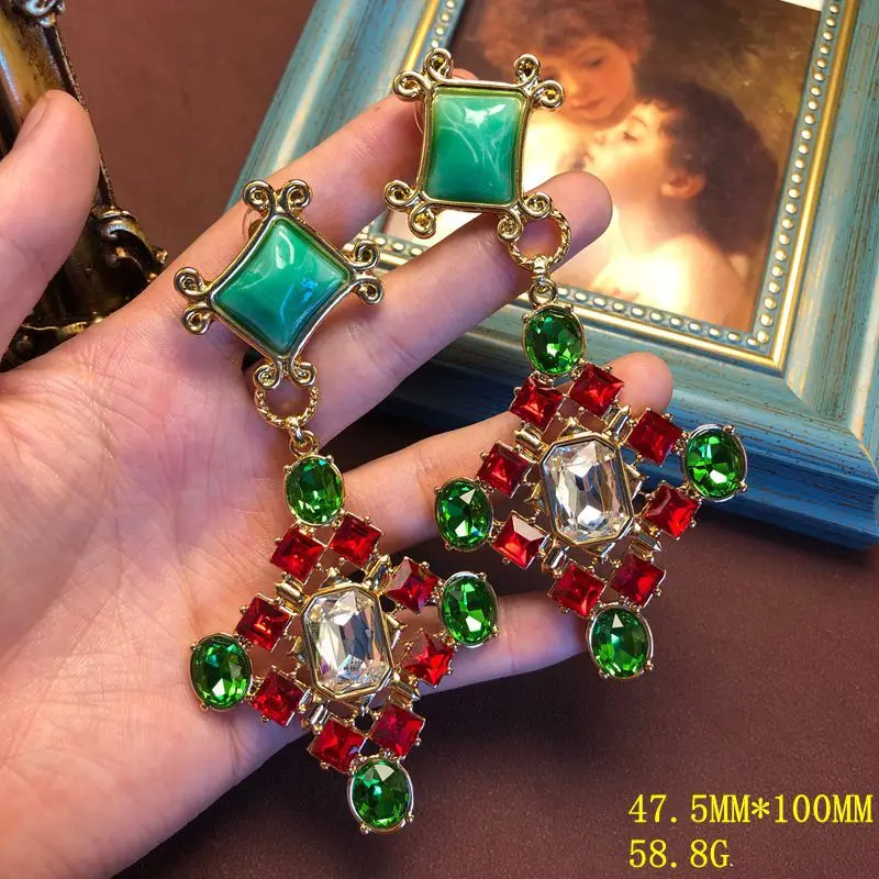 earrings colorful gemstones versatile stud earrings fashionable shoulder-length ear clips  earrings accessories