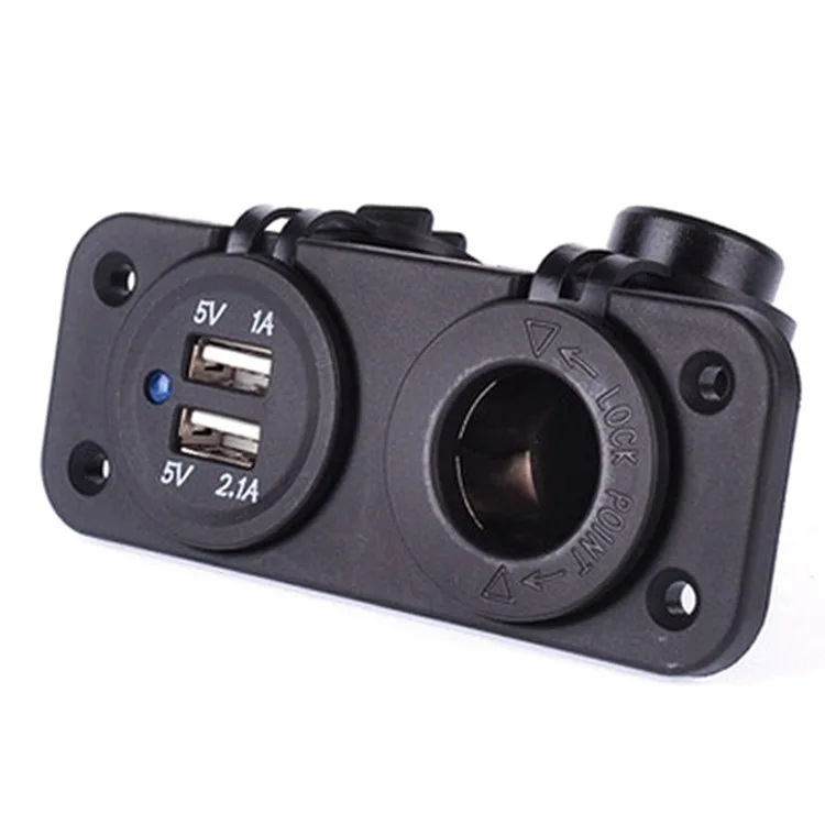 Motorcycle car mobile phone charger, dual USB car charger, all-in-one machine with cover dust plug 3.1A high power C834