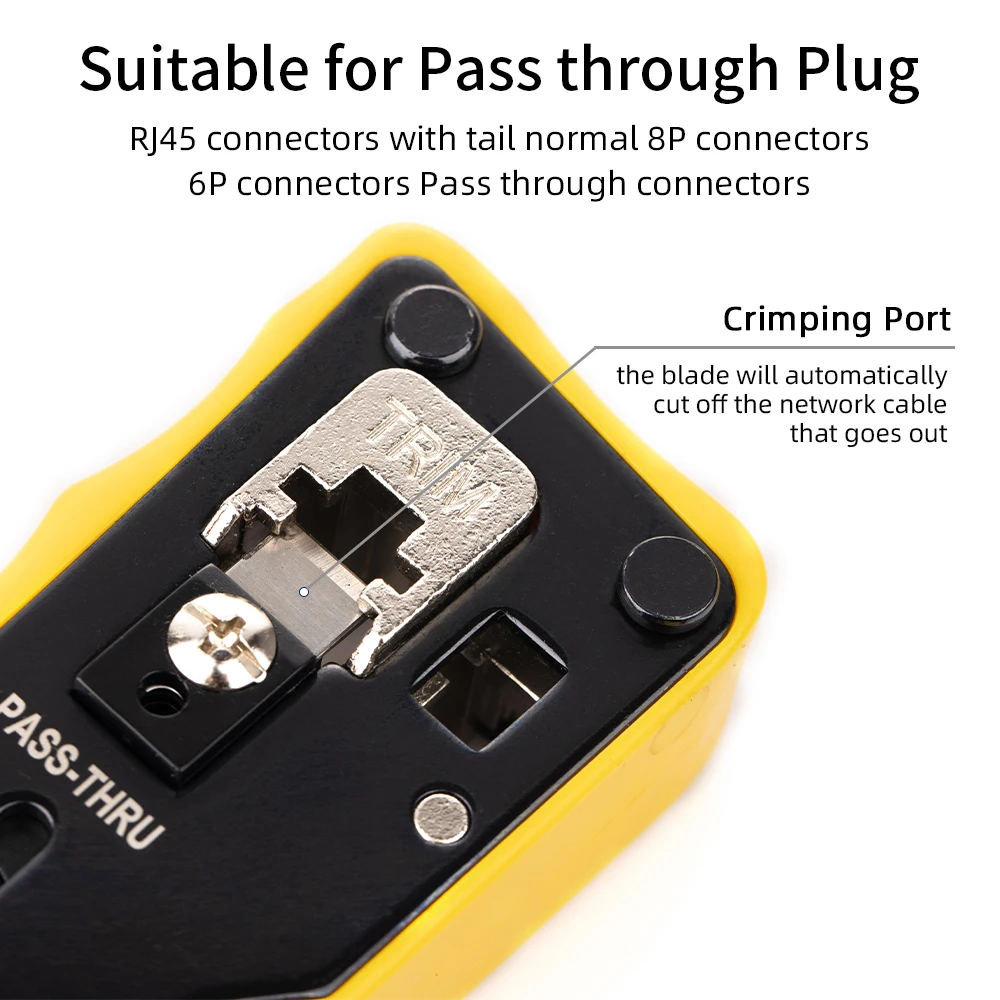 Zoerax Tools Ratcheting Modular Data Cable Crimper /Wire Stripper /Wire Cutter for CAT5e CAT6 CAT6A/7, RJ45 Pass-Thru Connector