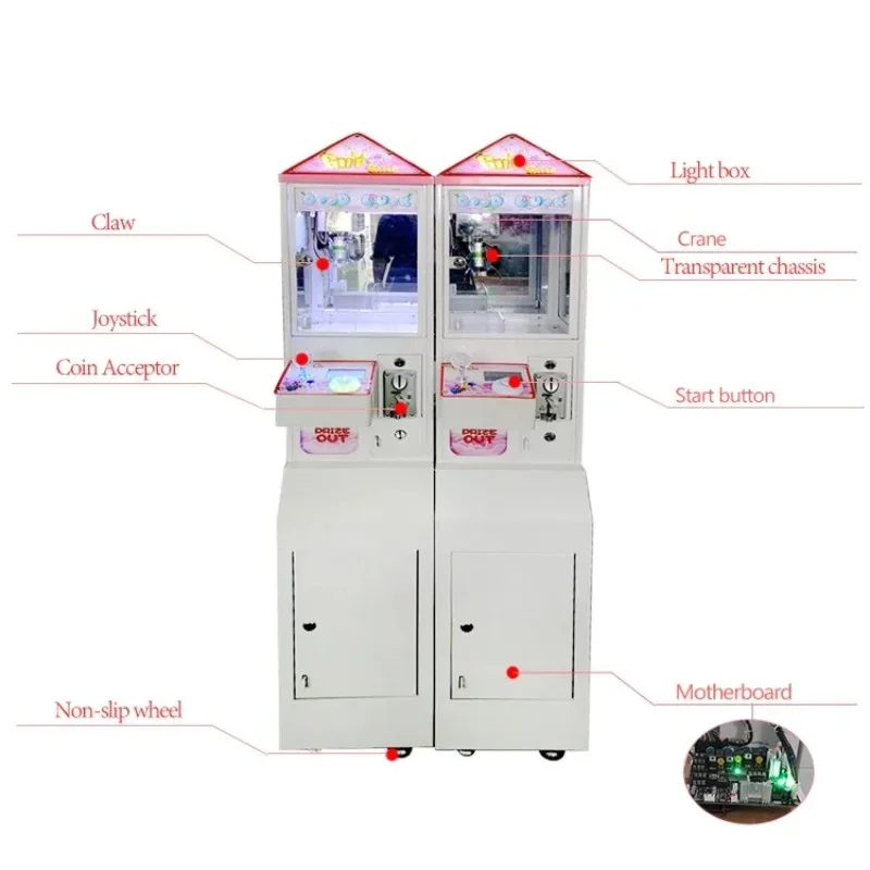 

Lifang Rainny Custom Design Coin Operated Mini Small Pink White Claw Machine With Bill Acceptor