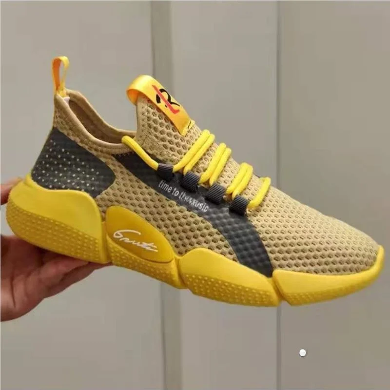 Men's Breathable Mesh Sports Shoes Comfortable Spring Summer Fashionable White Sneakers Individual Personality Youth Trend