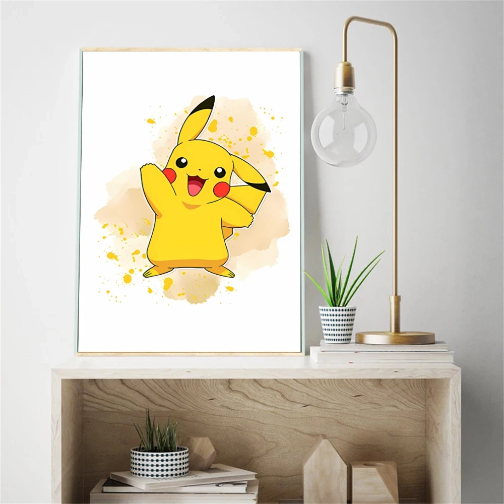 Pintura de obra de arte en lienzo, Pokémon, Pikachu, decoración de dormitorio de niños, pinturas, impresiones modulares, figuras de acción para niños