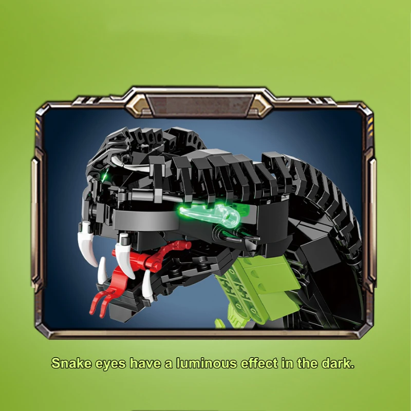 689 pezzi meccanici che si illuminano al buio Cobra Animal Building Blocks Set decorazione da tavolo fai da te modello compleanno regali di Natale per i bambini