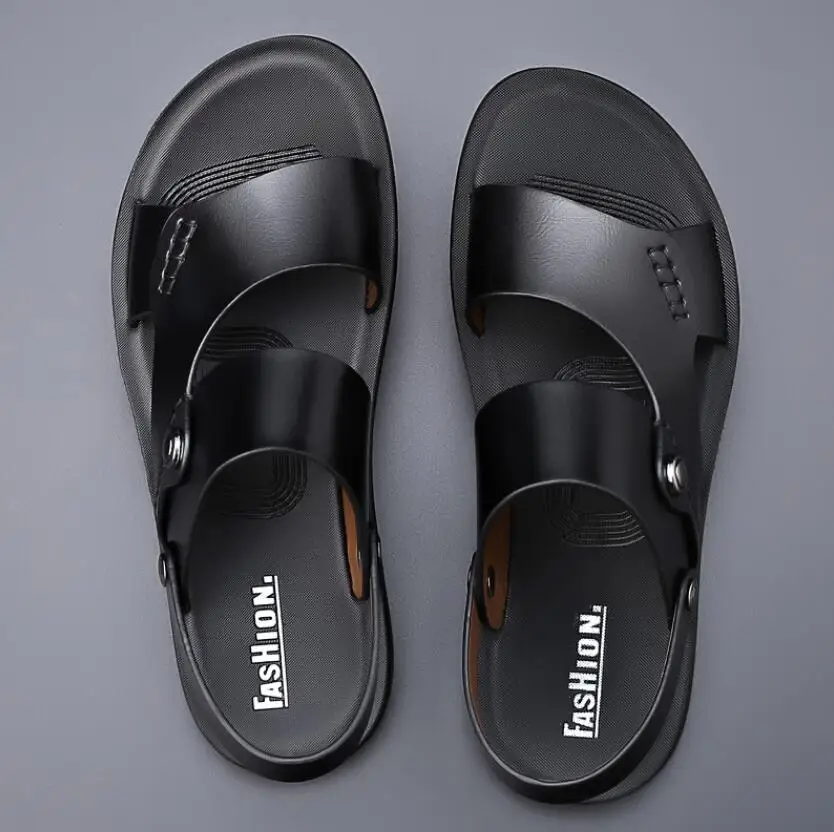 Summer New Shoes for Men Fashion Genuine Leather Sandals Cow Leather Casual Slipper Man Cool Beach Shoes - Image 5