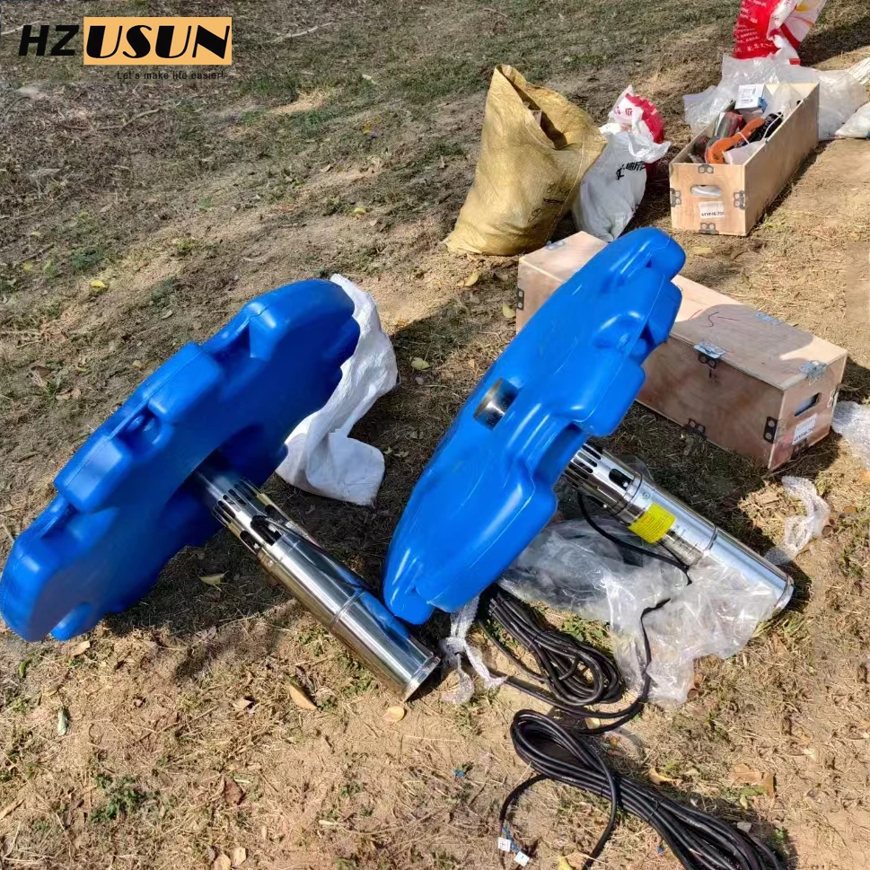 HZUSUN 2HP تيار مستمر تعمل بالطاقة الشمسية السد بركة الأكسجين نظام تهوية المياه العائمة الشمسية مزرعة الأسماك بحيرة بارك عرض مهوية الهواء
