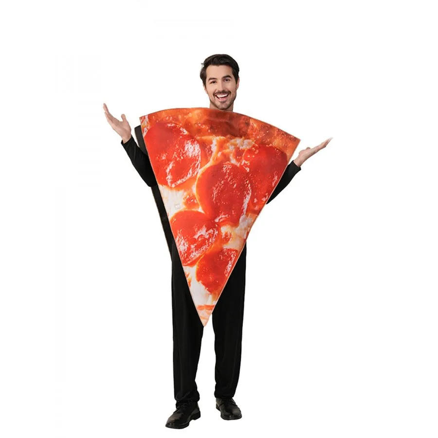 Halloween-Pizza-Kostüm-Requisite, lustige Rollenspiel-Requisiten für Erwachsene, Bühnenaufführungs-Outfit, Cartoon-Fast-Food-Kultur-Thema