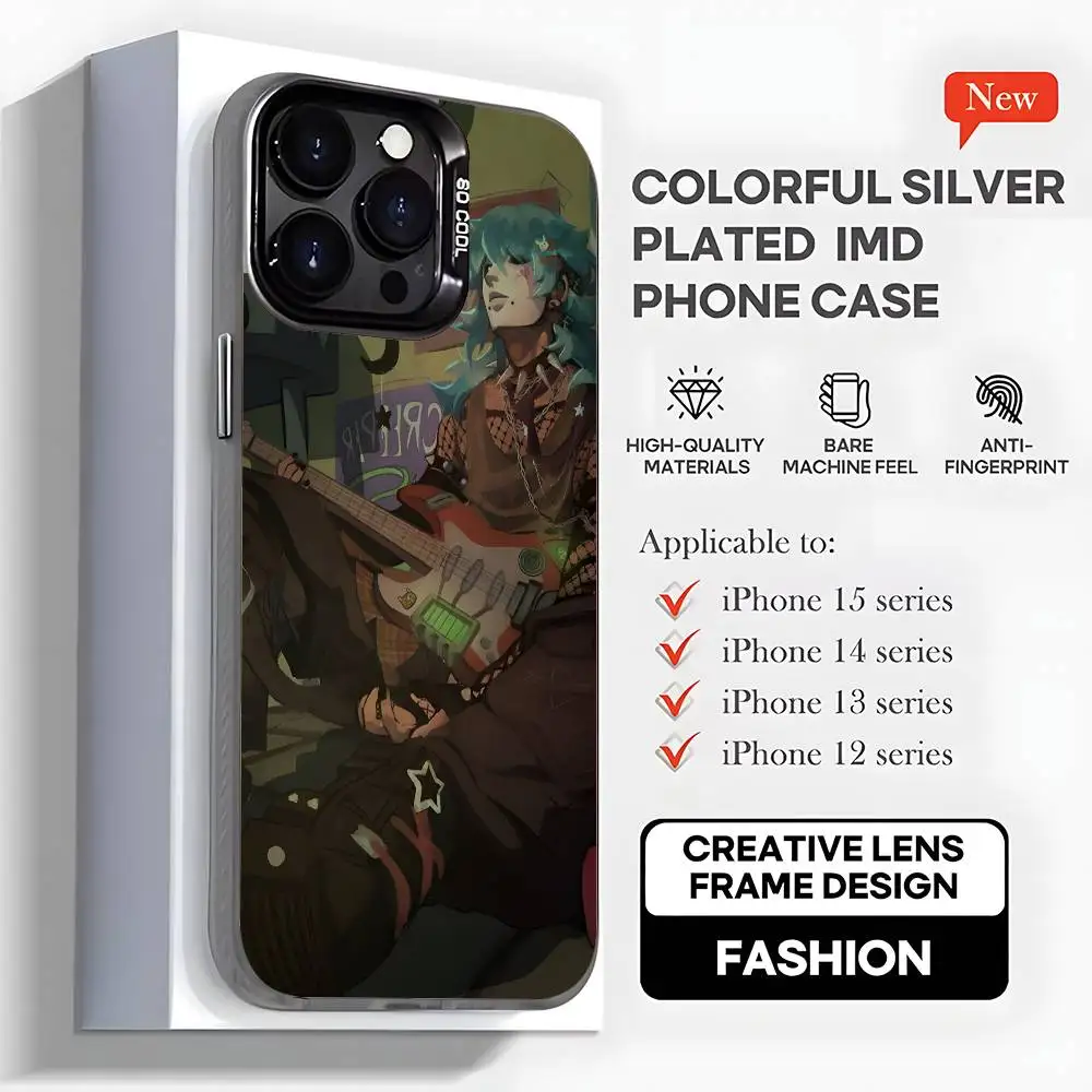 حافظة هاتف كارتون S-Sally Face SF لهواتف iPhone 16,15,14,13,12,11,Mini,Pro,MAX,plus,غطاء أسود غير لامع مقاوم للصدمات