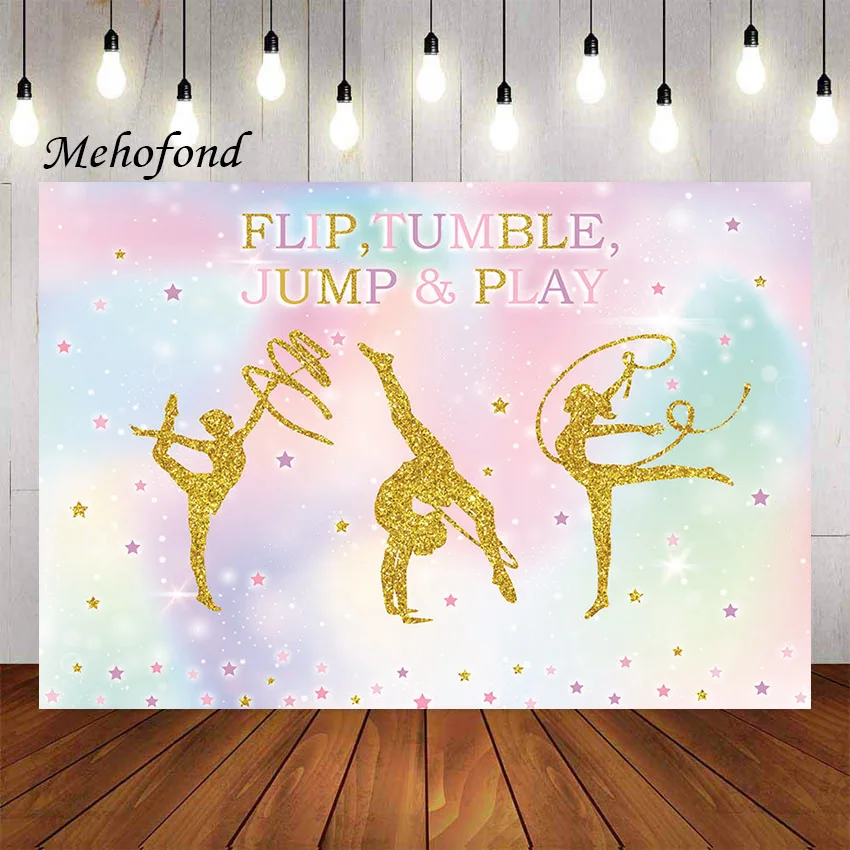 Mehofond Photography Background  Jump Tumble Play Gymnast Rhythmic Gymnastics Girls Birthday Party Decor Backdrop Photo Studio