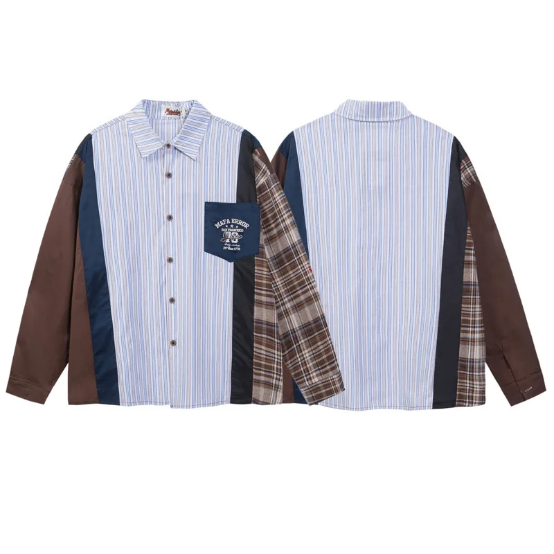 Рубашка с длинными рукавами в контрастную полоску в американском стиле для мужчин и женщин весной, свободная и повседневная, универсальная для пар.