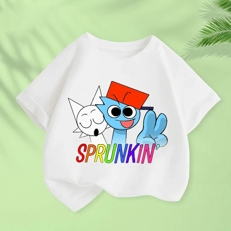 Music Game Sprunki T Shirt for Boy Girl  Incredibox Children Summer Clothes Toddler Short Sleeve Tee Shirts Casual Kids Tops