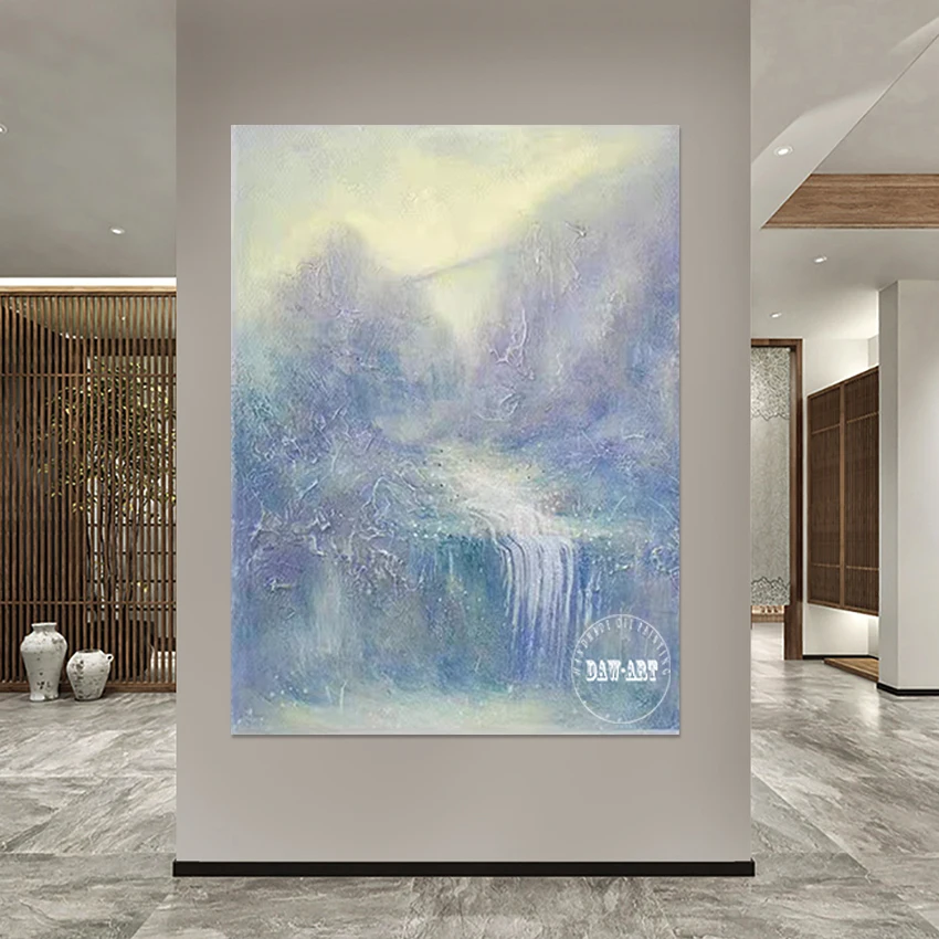صورة أكريليك مرسومة يدويًا، لوحات تجريدية للمناظر الطبيعية الجبلية، لوحة فنية معاصرة من القماش، ديكور حائط لغرفة النوم