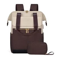 Nueva computadora portátil de viaje transfronteriza versátil y sencilla para mujer, equipaje de gran capacidad, mochila de color crema