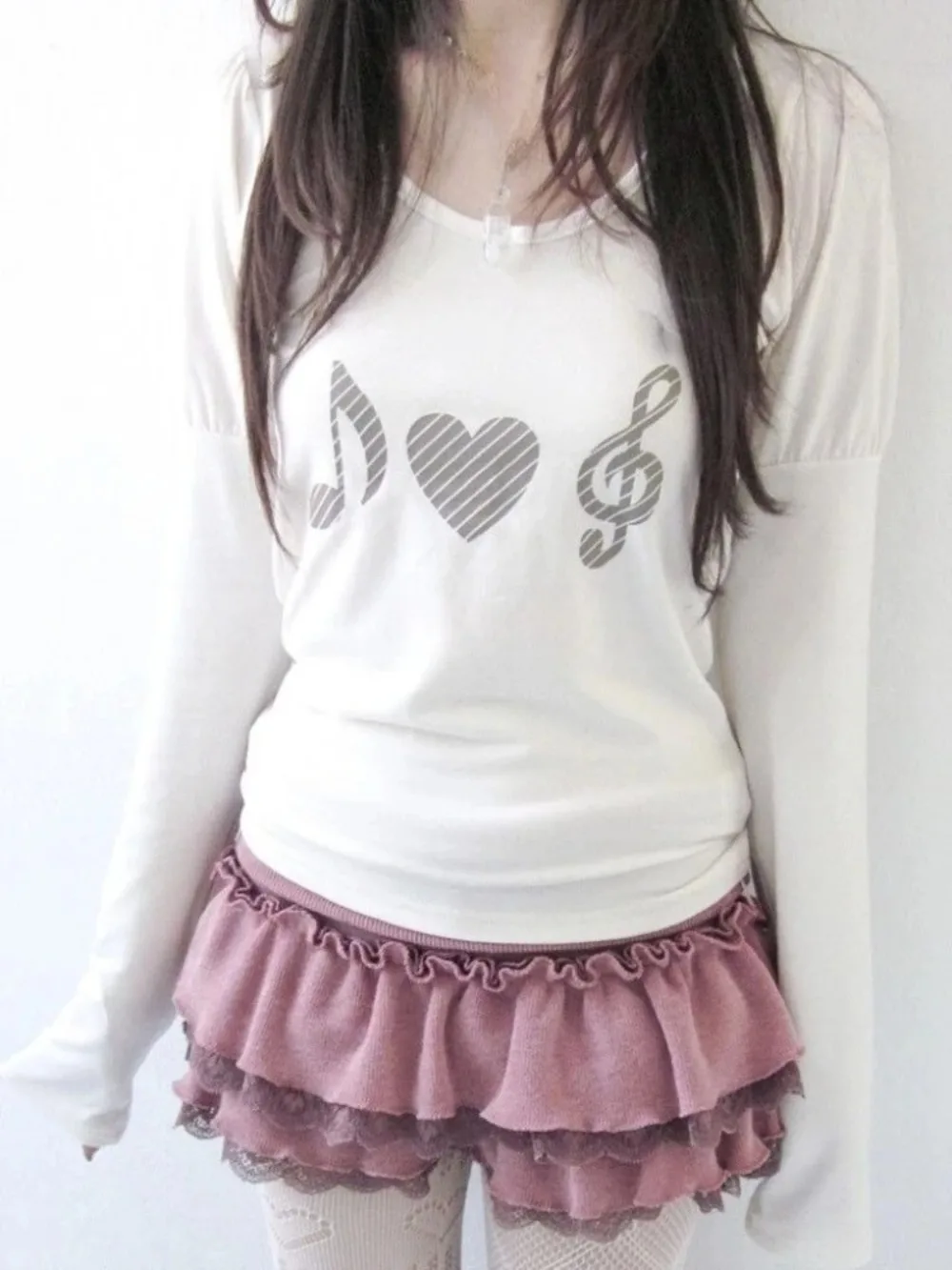 Y2k Print Women's T-shirts Casual Long Sleeve Ropa mujer O-neck Clothes Musical Note Tops 2026 Spring Fall Roupas Feminina