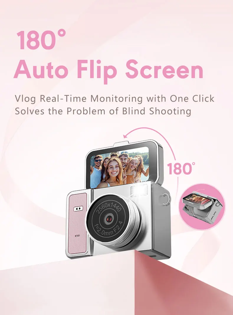 S162 Vlog MINI Kamera 2K HD 180 ° Flip-Screen Selfie-Rekorder Tragbare Digitalkamera 30g Portabler Retro-Reise-Rekorder – Detail 12