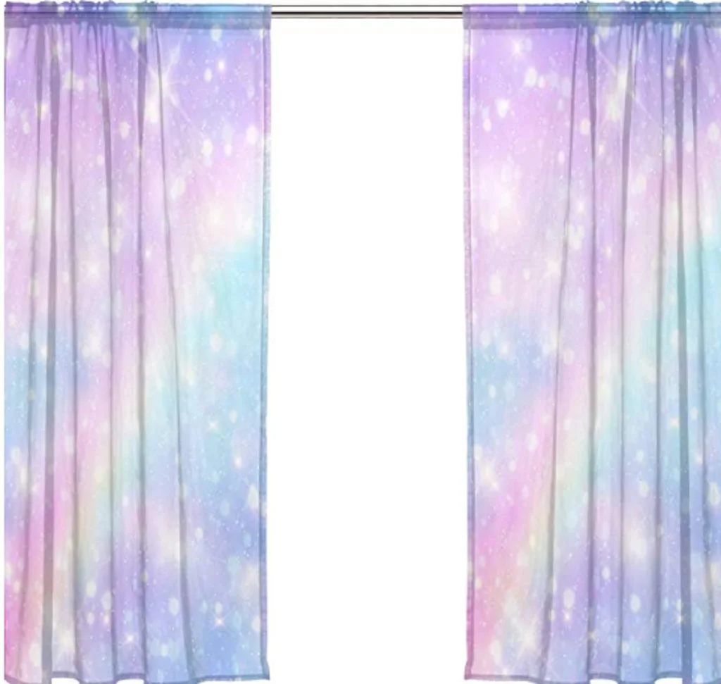 

Gradient Rainbow Bling Modern Curtains for Living Room, Window Thin Curtain for Bedroom, Cloth Fabric, Ready Made Drapes, Blinds