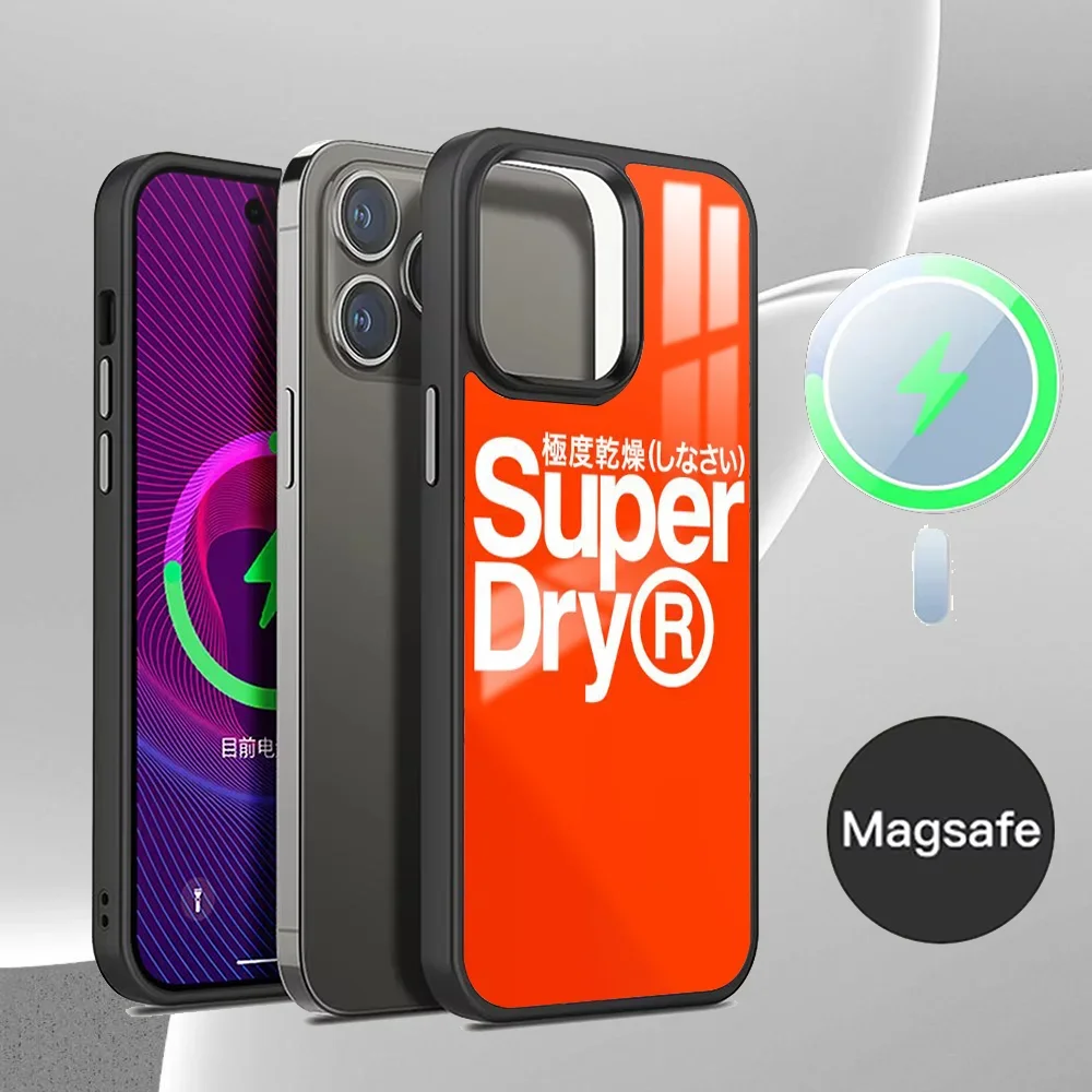 Trendy brand S-Superdry Phone Case For iPhone 16 15 14 13 12 11 Pro Max Plus Mini Mirror Wireless magnetic case