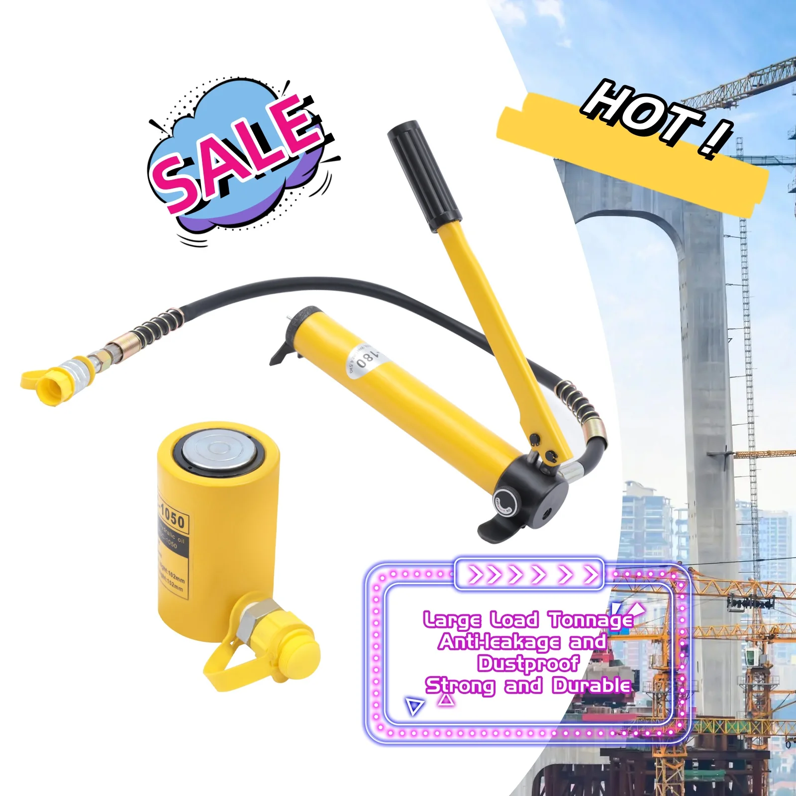 

10T Hydraulic Ram Cylinder Jack Single-Acting Mini Jack Ram Low Profile for Machinery Shipbuilding