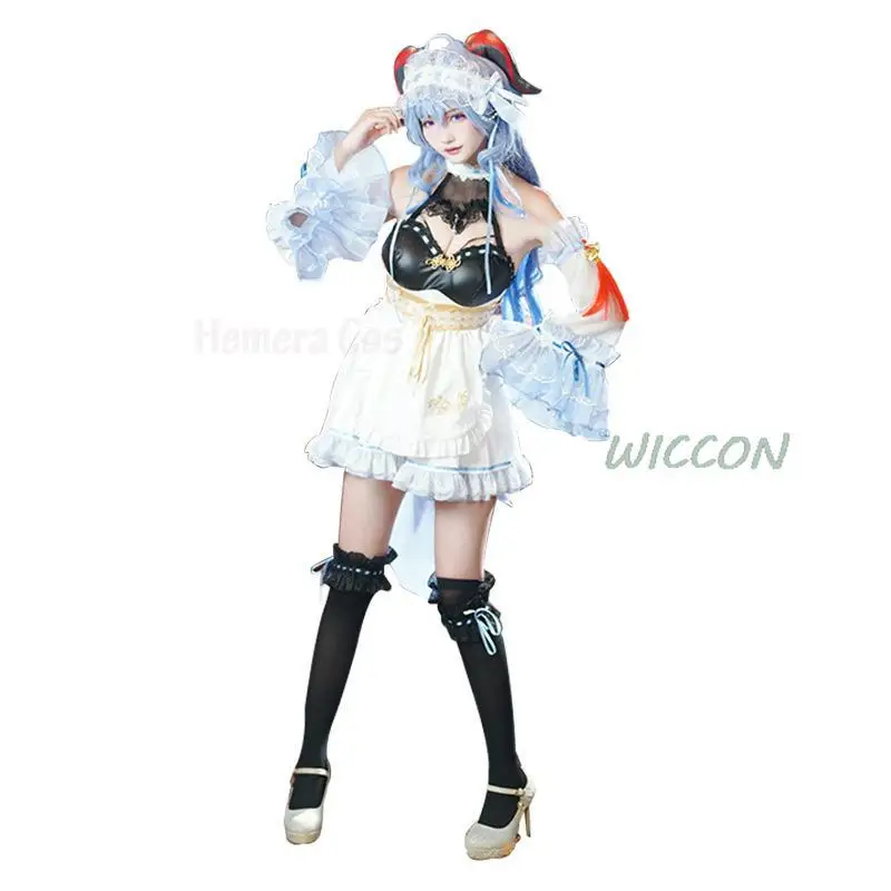 Anime Game Genshin Impact Ganyu Costume Cosplay Cosplay Maid Uniform Game GanYu Women Outfit Anime Halloween Party Fancy Dress