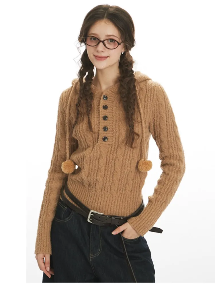 

Solid Color Hoodie Comfortable Sweater Pulls Femmes Slim Woman Clothing All-match Knitted Pullover Simple Style Commuting Casual