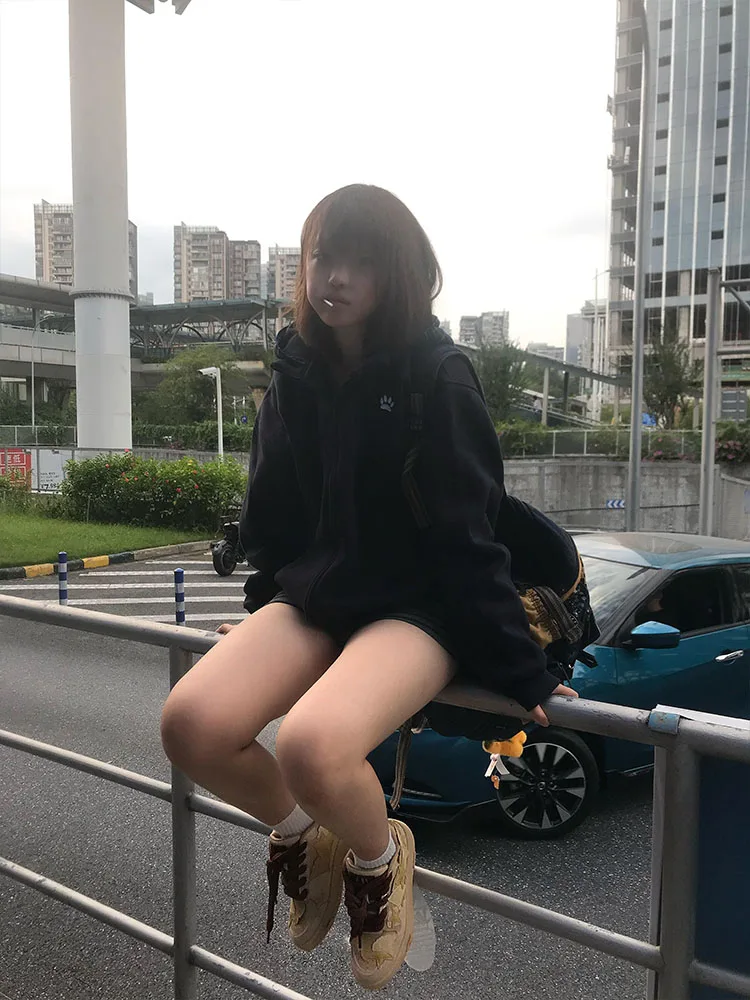 Moletom com capuz xadrez retrô coreano feminino outono inverno Thiened Fce casaco com zíper tamanho pequeno cardigã aberto Sle Long Sve Sweat...