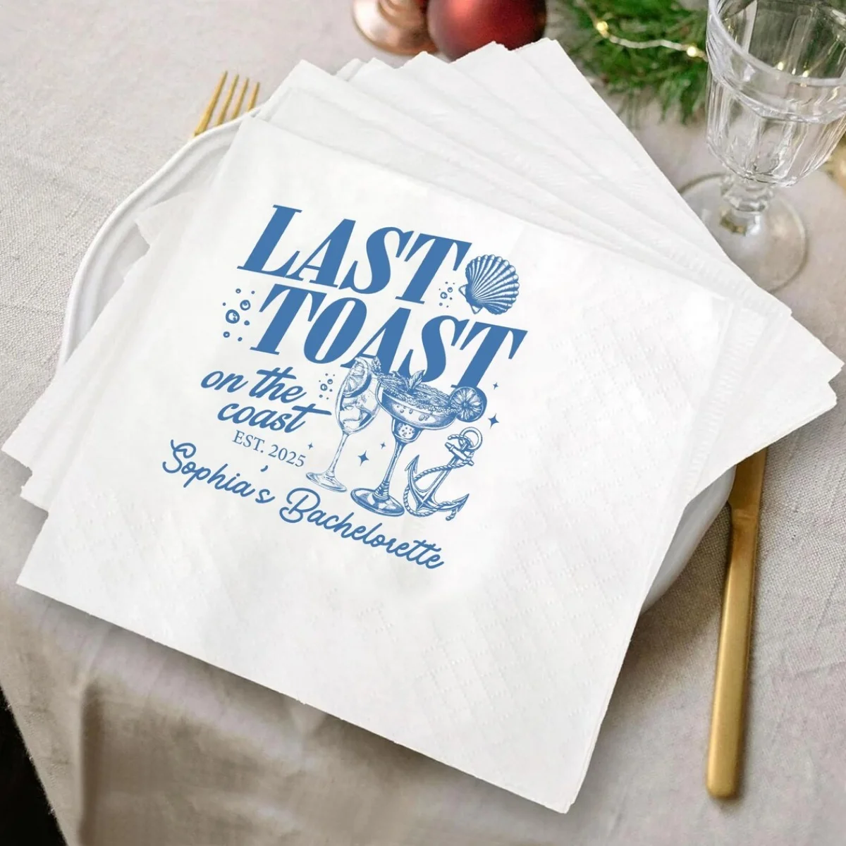 آخر نخب على الساحل مناديل العازبة، مناديل الحفلات الساحلية المخصصة، مناديل العروس لتكون، هدايا حفلات العزوبية #1