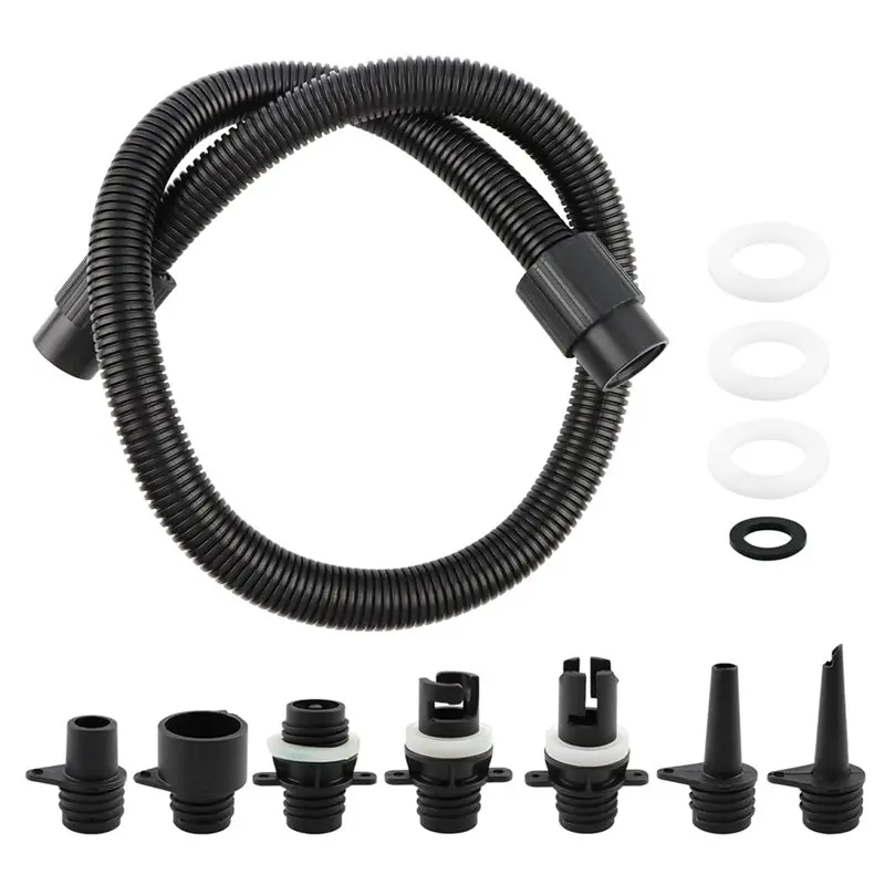 A07T-Paddle Board Pump Hose Set Featuring 3.28Ft Swivel Threaded Connector, 7 Air Nozzles& Adapter For Kayaks