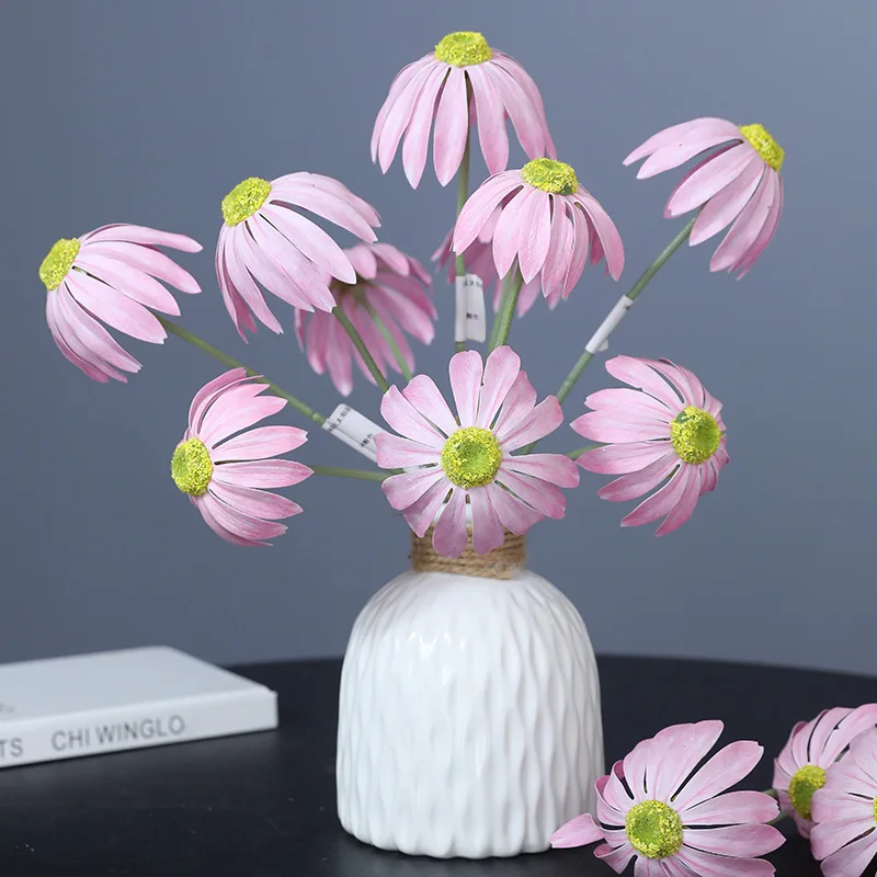 

2 головки искусственные цветы ромашки большая ромашка искусственный цветочный букет для Дня святого Валентина свадебная вечеринка украшение стола DIY домашний декор