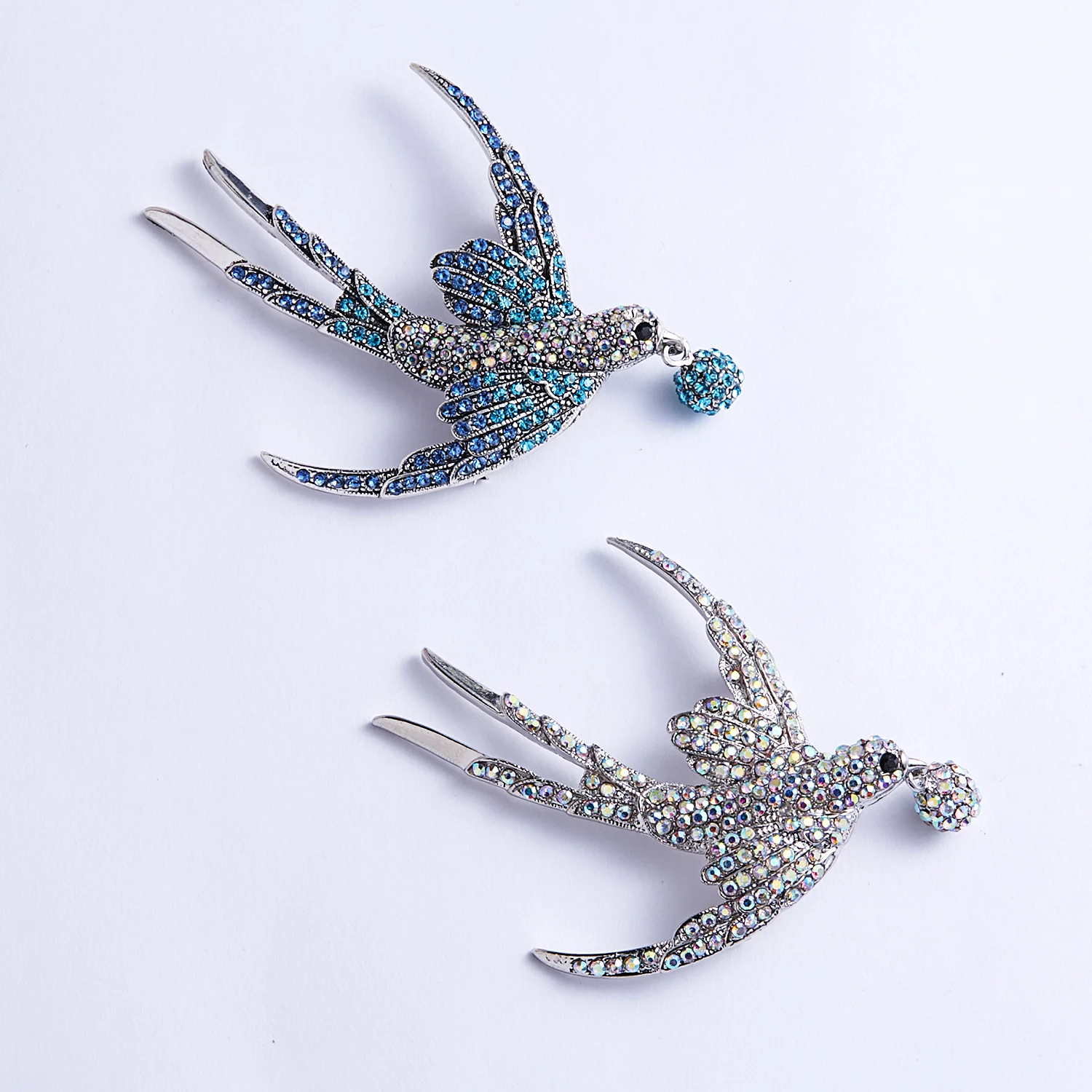 Rinhoo Voll Strass Flying Vögel Brosche für Frauen Lebendige Vogel Schlenker Runde Perlen Tier Revers Pins Hummingbird Abzeichen Corsage – Detail 30