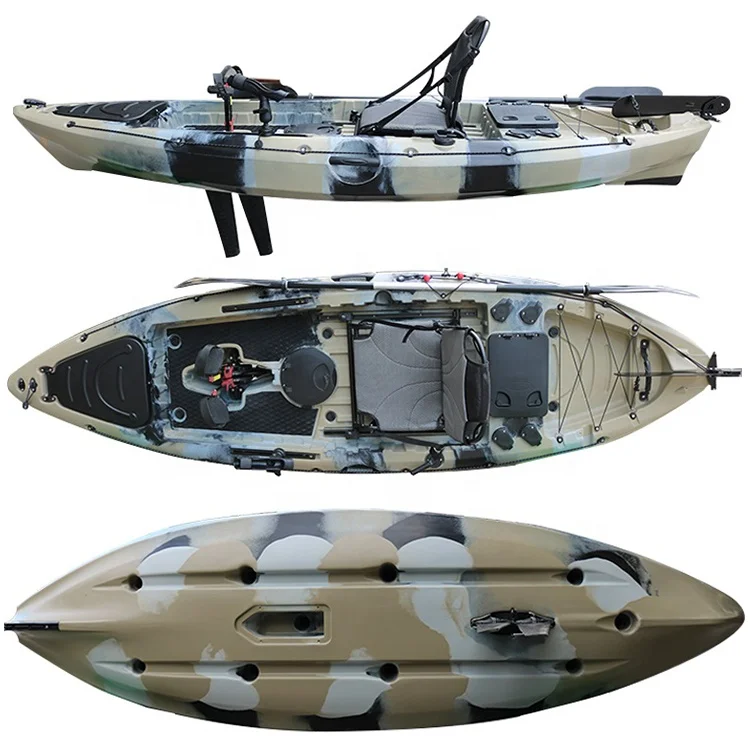 

PE Hard Plastic Fins Pedal Fishing Kayak Single Seat One Person Fishing Kayak with Pedal Drive