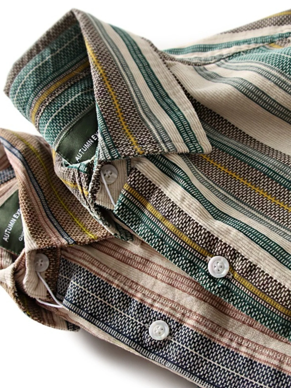 

Men's Casual Striped Long Sve irt Color Blo American Retro Sle Breathable Polyester Fabric Youth Faion Autumn Wear