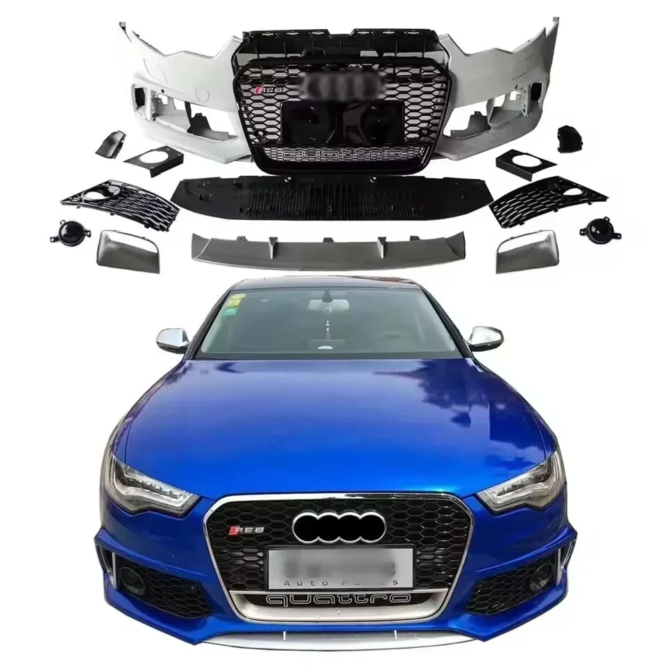 Car bumper auto body kit system for Audi A6 C7 2012 2013 2014 2015 upgrade RS6 model with front bumper grille