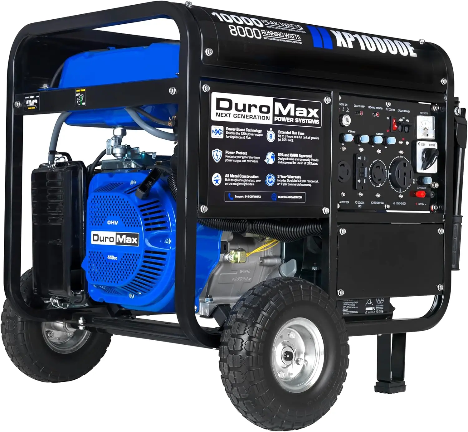 

Gas Powered Portable Generator-10000 Watt Electric Start-Home Back Up & RV Ready 50 State Approved Blue/Black