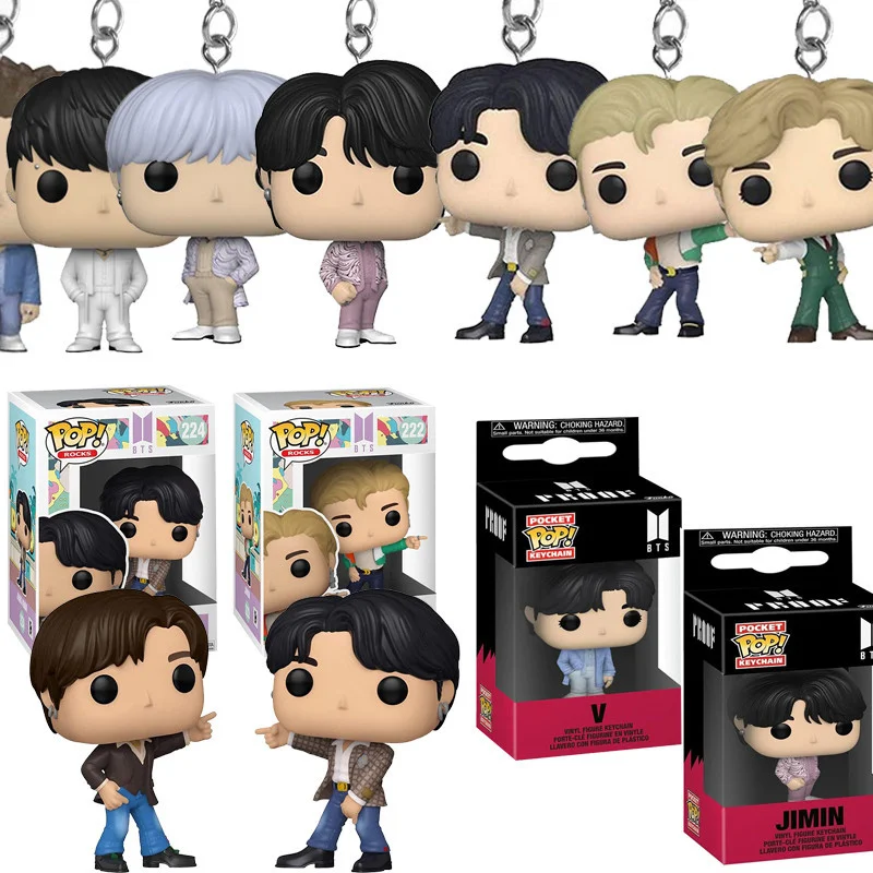 Funko POP جيب المفاتيح لعبة فريق الرجال RM SUGA JUNG KOOK JIMIN Jin V J-HOPE جيب البوب المفاتيح الفينيل الشكل جمع اللعب