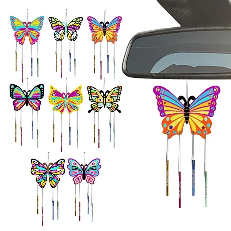 

Butterfly Craft For Kids DIY Arts And Crafts Wind Chime Craft Set DIY Crafts Coloring Craft Kit 8 Pcs Spring Decor Unfinished