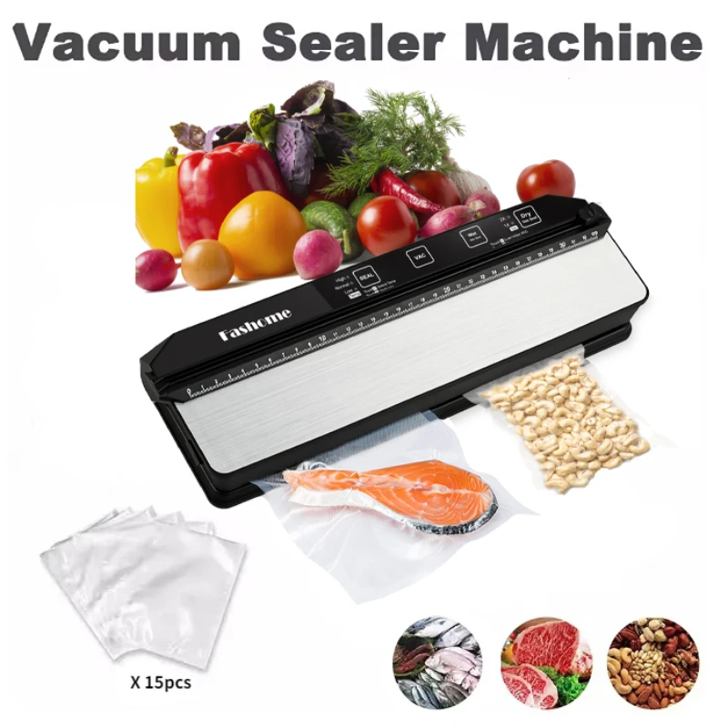 

Portable Home Vacuum Sealer Machine For Kitchen Auto-Food Preservation Storage Dry Wet Vaccum Packing with Free 15 Sealing Bags