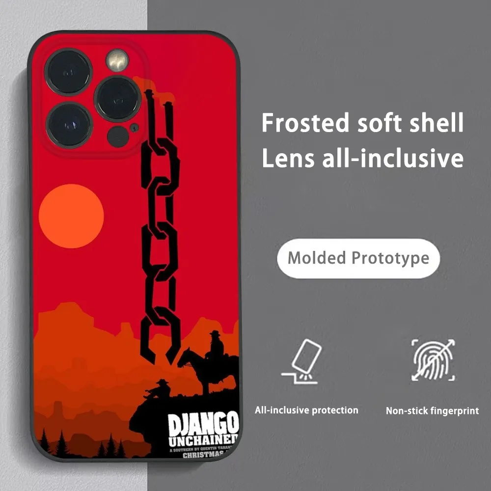 

Movies D-Django U-Unchained Phone Case For iPhone 16 15 14 13 Pro Max Plus Mini Frosted light Drop-resistant Soft Shell Funda