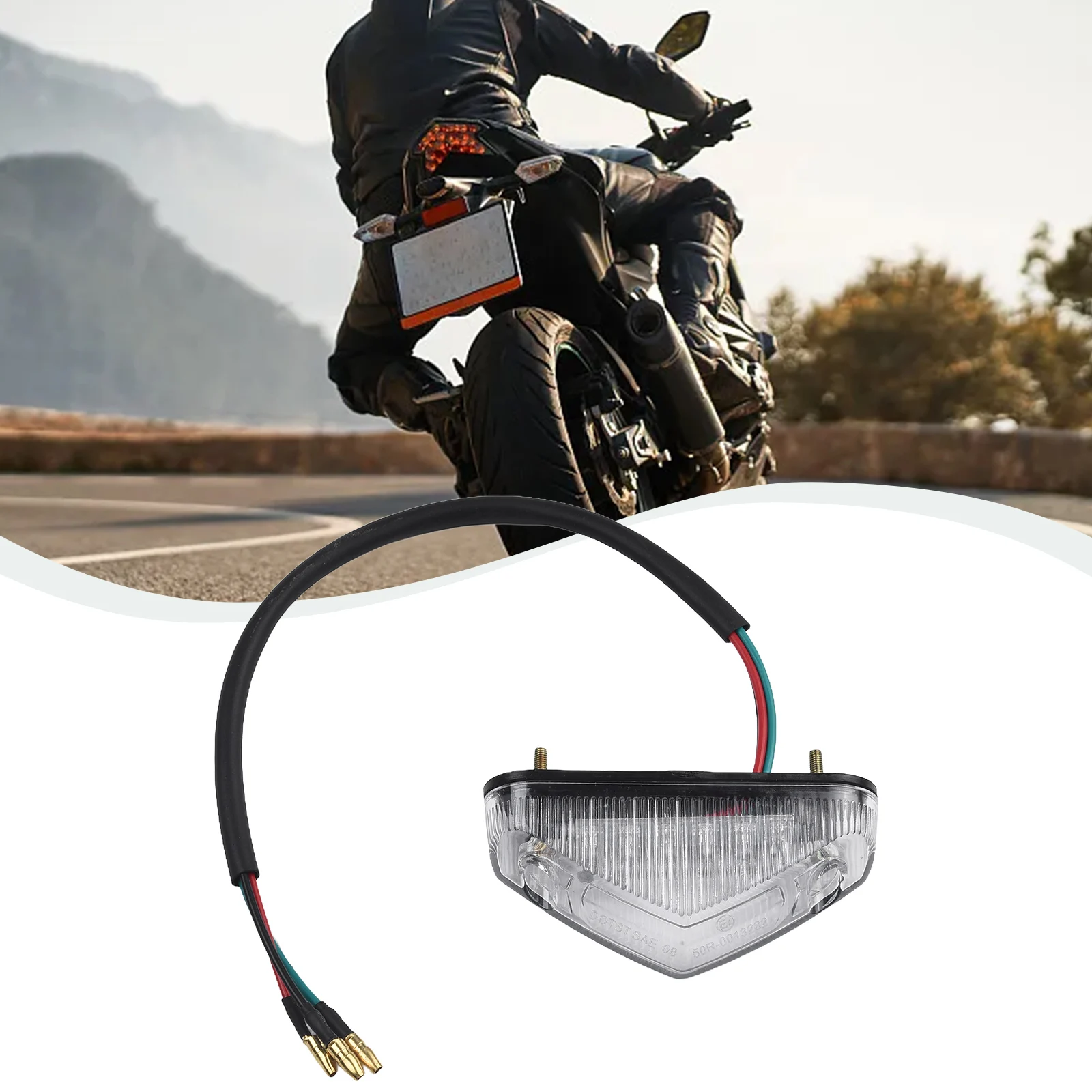 12V Motorcycle Headlight Taillight 12LED Rear Stop Light Super Bright Motorcycle Brake Stop Lights With 3-wire Connection