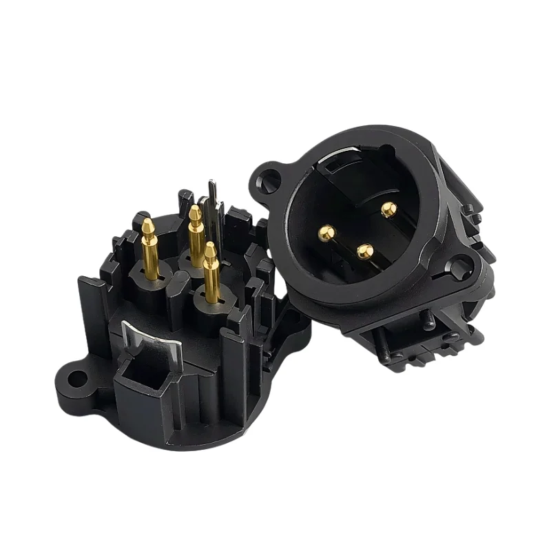 1PCS Gold Plated Straight 3Pin XLR Jack Male Socket Balanced Audio Plug Socket Connector For MIC Headphone Amplifier