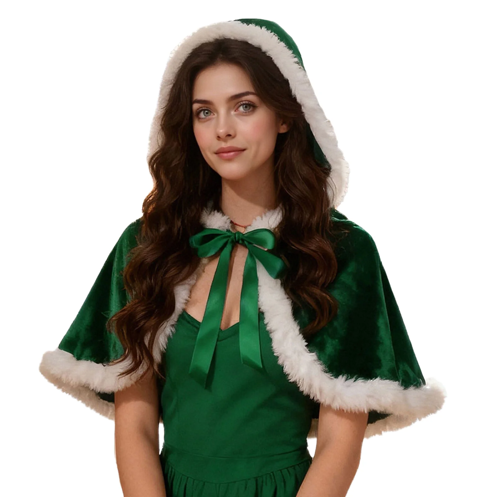 クリスマスフード付きショールマントケープサンタクロースケープハロウィンクリスマスコスプレ衣装アクセサリー女性用