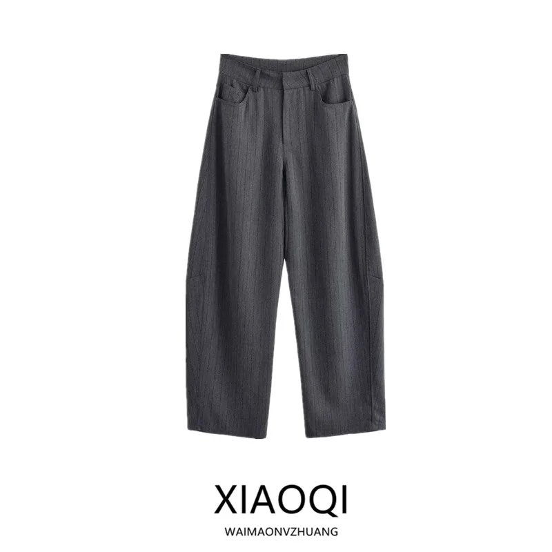 Taille haute jambe large rayé pantalons décontractés pour les femmes automne 2025 nouveau Sle polyvalent Faionable dames pantalon