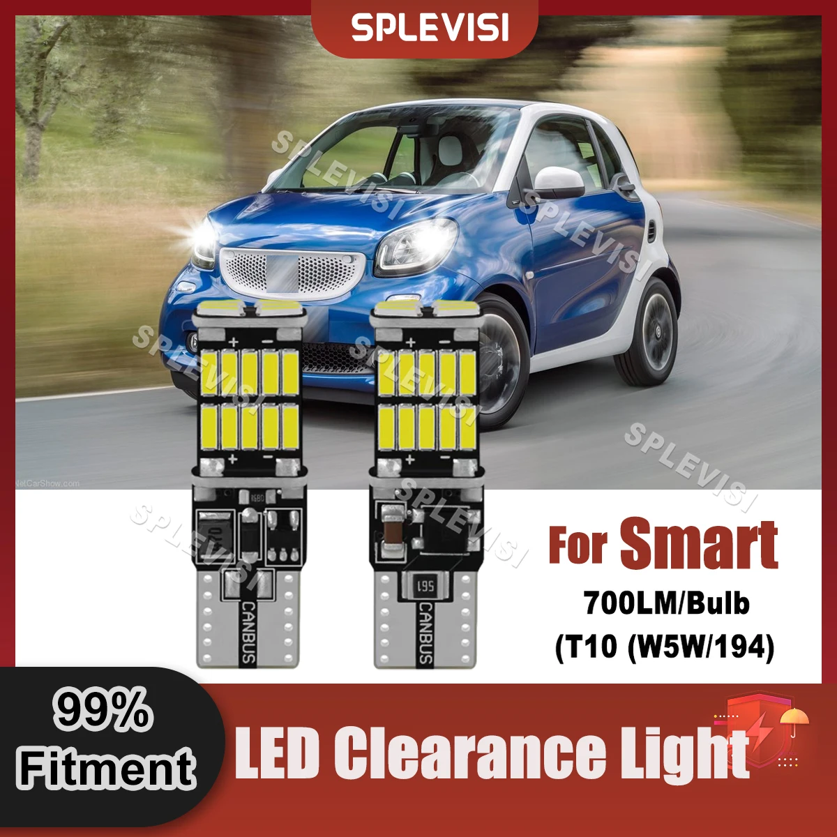 2PCS Car Clearance Lamp Led Lights W5W T10 4W 700LM/Bulb Upgrade Kit For Smart Fortwo Forfour Roadster