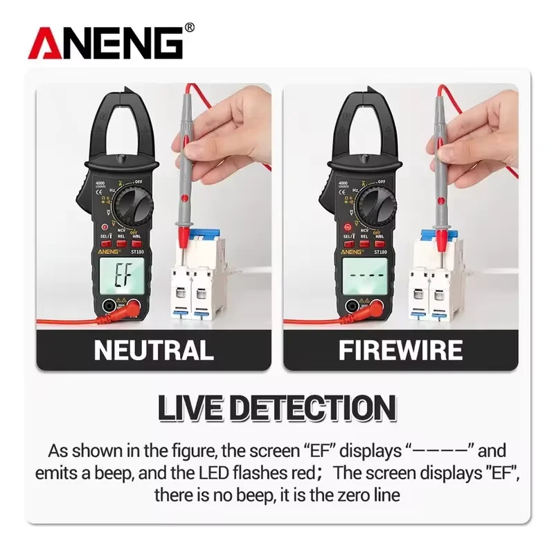 ANENG ST180 4000 Counts Digital Clamp Meter AC Current Multimeter Ammeter Voltage Tester Car Amp Hz Capacitance NCV Ohm Tool 1pc