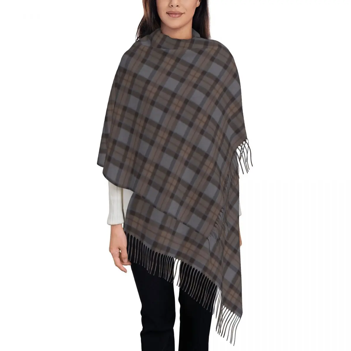 Outlander Plaid - Fraser Tartan Scarf Tassel Scarves Women Soft Warm Shawls and Wraps Long Fall Winter Shawl Wrap