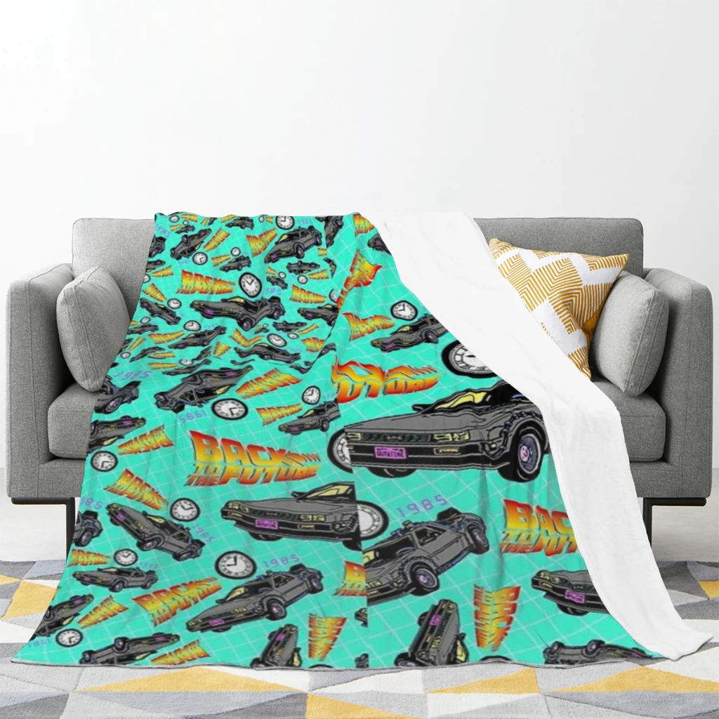 Back to the future, DeLorean pattern, officially Fluffy Baby Blanket Sofa Camp Nap Bedspread Cozy Flannel Blanket Bedroom Decor