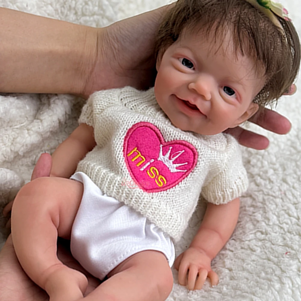 Tiny 12-inch siliconen babyspeelgoed voor kinderen Open ogen en zoete glimlach herboren pop babyjongen voor emotioneel gezelschap