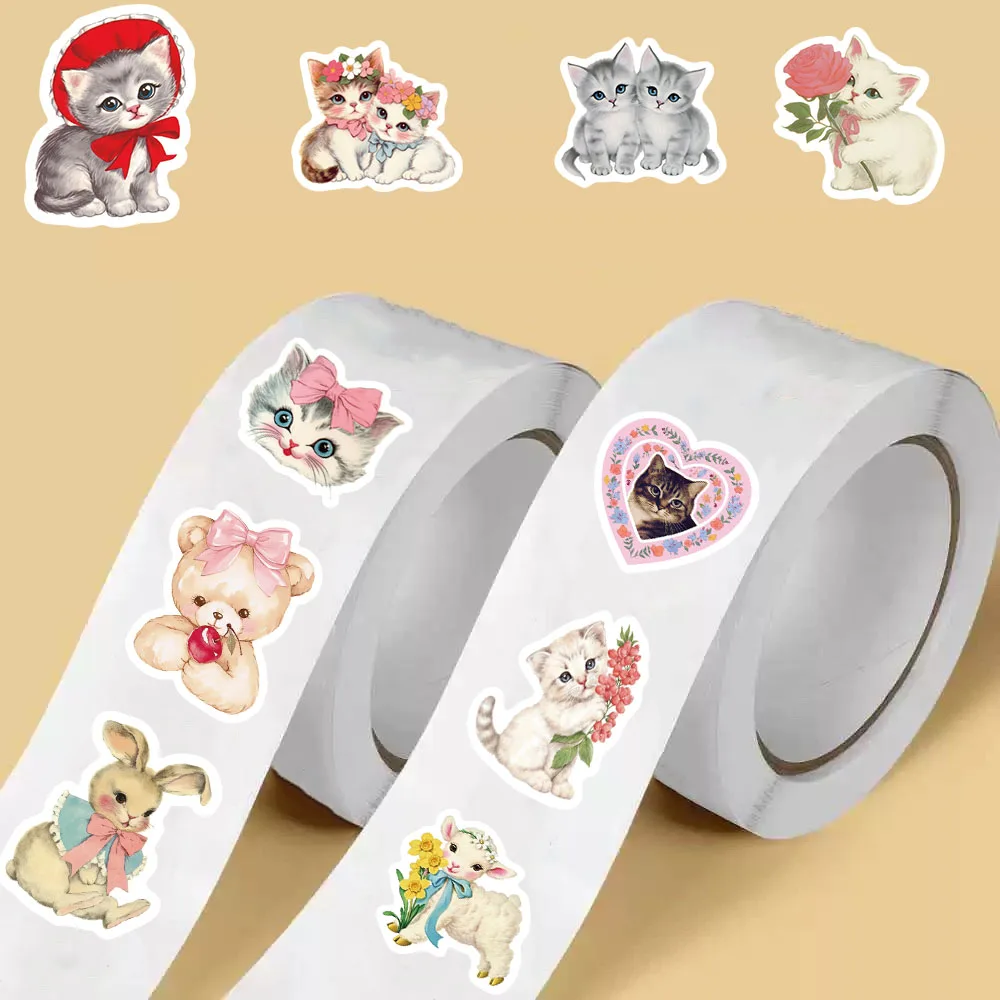 500 قطعة Kawaii خمر الحيوانات Clipart ملصقات الجمالية Y2k موضة الكمبيوتر المحمول الأمتعة الهاتف دراجة نارية سكيت الكتابة على الجدران ملصق #2